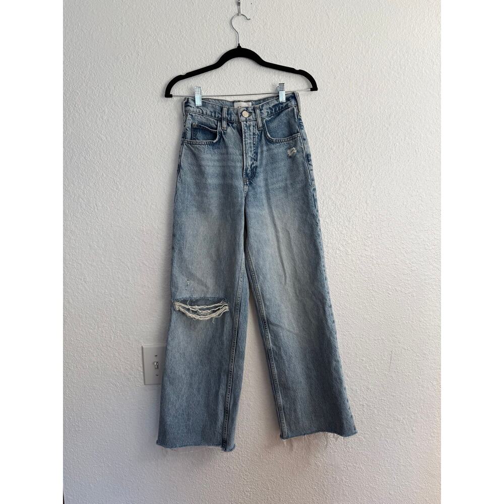 FRAME Le High N Tight Wide Leg Distressed Jeans Size 23 - Picture 4 of 7